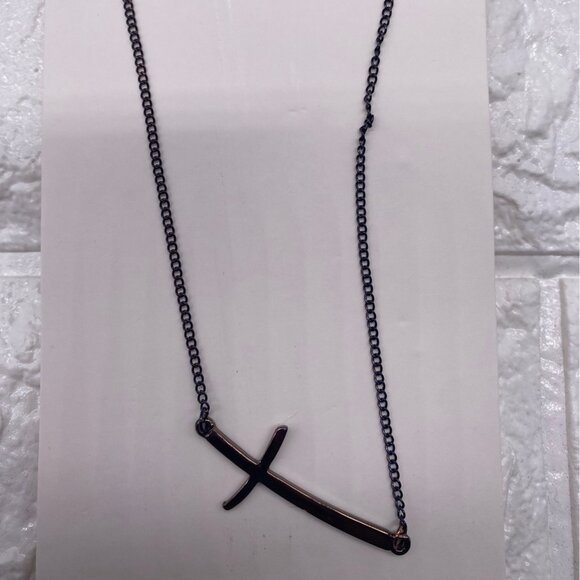 Fashion Leader Unisex Cross Pendant Necklace Copper & Black Adjustable Chain - Picture 3 of 9